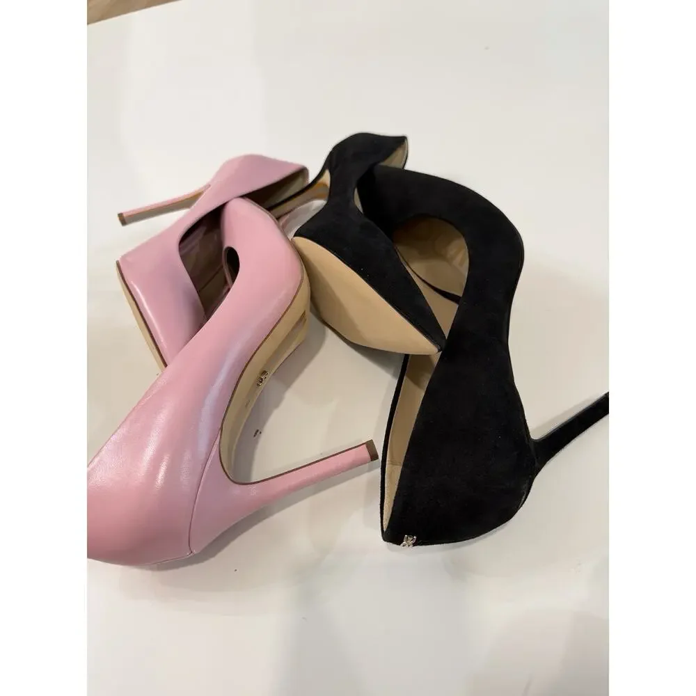 Women's Sam Edelman Hazel Pumps Baltic Black Suede Pink Lot Of 2 Size 11 NWOB